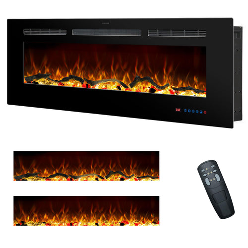 30 Inches Electric Fireplace Inserts, Recessed and Wall Mounted Fireplace Heater for Indoor Use with Remote Control, 13 Color Flames with Log &Crystal, 9H Timer, 750/1500W