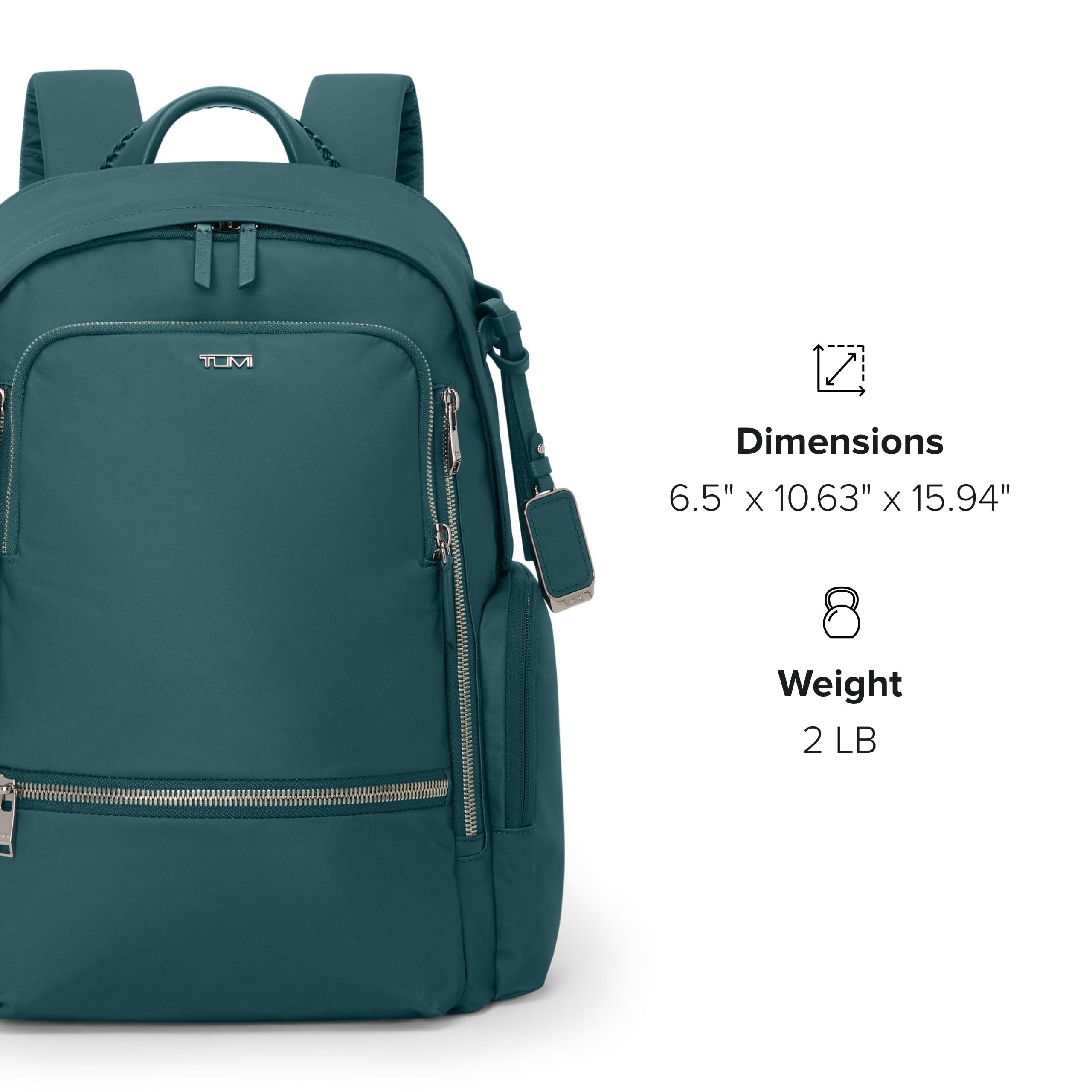 TUMI - Voyageur Celina Backpack - Women's Work and Travel Bag - 16.0" X 10.6" X 6.5" - Holds Up to 16" Laptop - Black & Gold Hardware