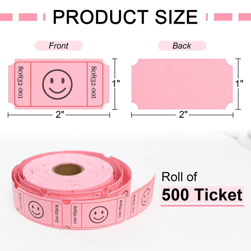 L LIKED 500 Raffle Tickets, Smile,Bule(6 Color Selection), Single Roll, Ticket for Events, Entry, Class Reward, Raffle & Prizes