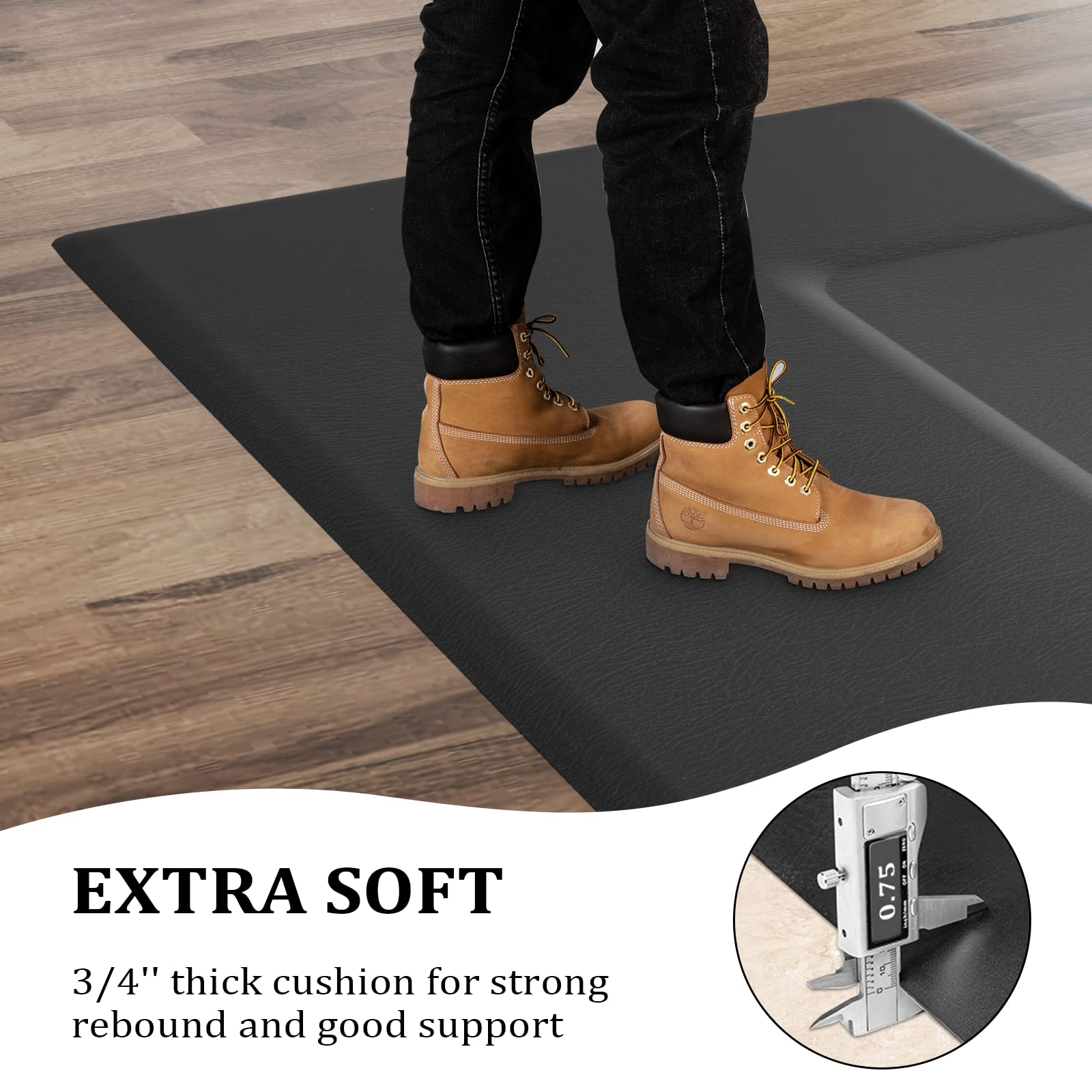 OmySalon 3' x 4' Barber Floor Mat Anti Fatigue for Stylist Standing, 1/2'' Thick Comfort Matt Square Base for Salon Styling Chair, Hair Cutting Hairdressing Beauty Equipment