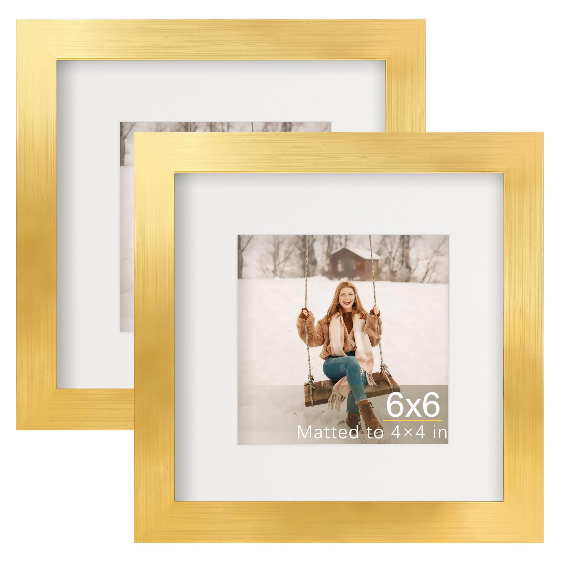 TOFOREVO Picture Frames 4x4 Set of 2 Black Wood Grain Photo Frame for Gallery Wall Mounting or Tabletop Display