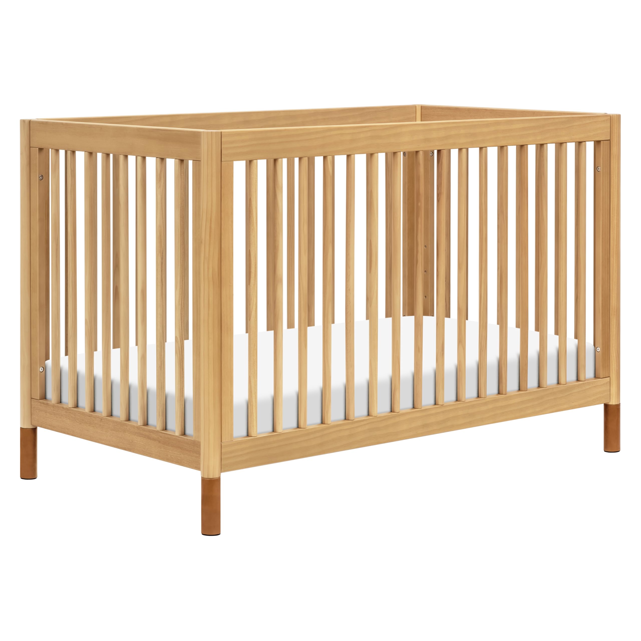 Babyletto Gelato 4-in-1 Convertible Crib with Toddler Bed Conversion in Natural Walnut and Brushed Gold Feet, Greenguard Gold Certified
