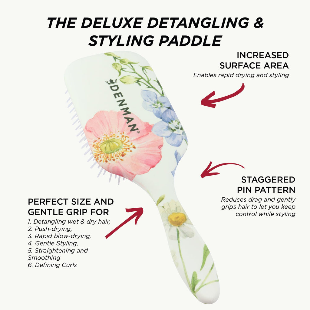 Denman Power Paddle Hair Brush for Quick and Convenient Detangling, Blow Drying and Styling - Combination of D3 Styling Pens & Paddle Brush - For Men and Women P038
