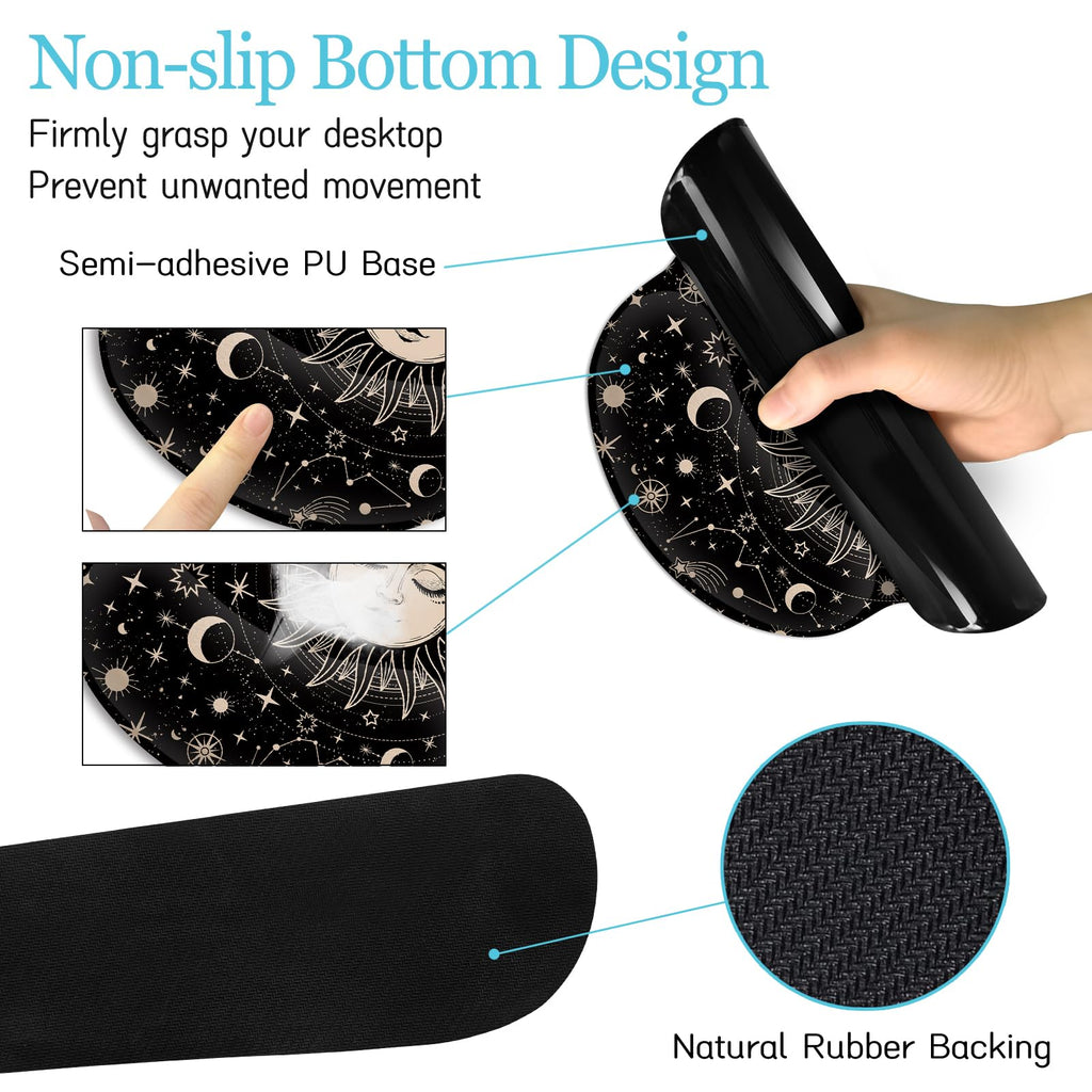 Black Striped Ergonomic Large Desk Mat Set with Wrist Rest