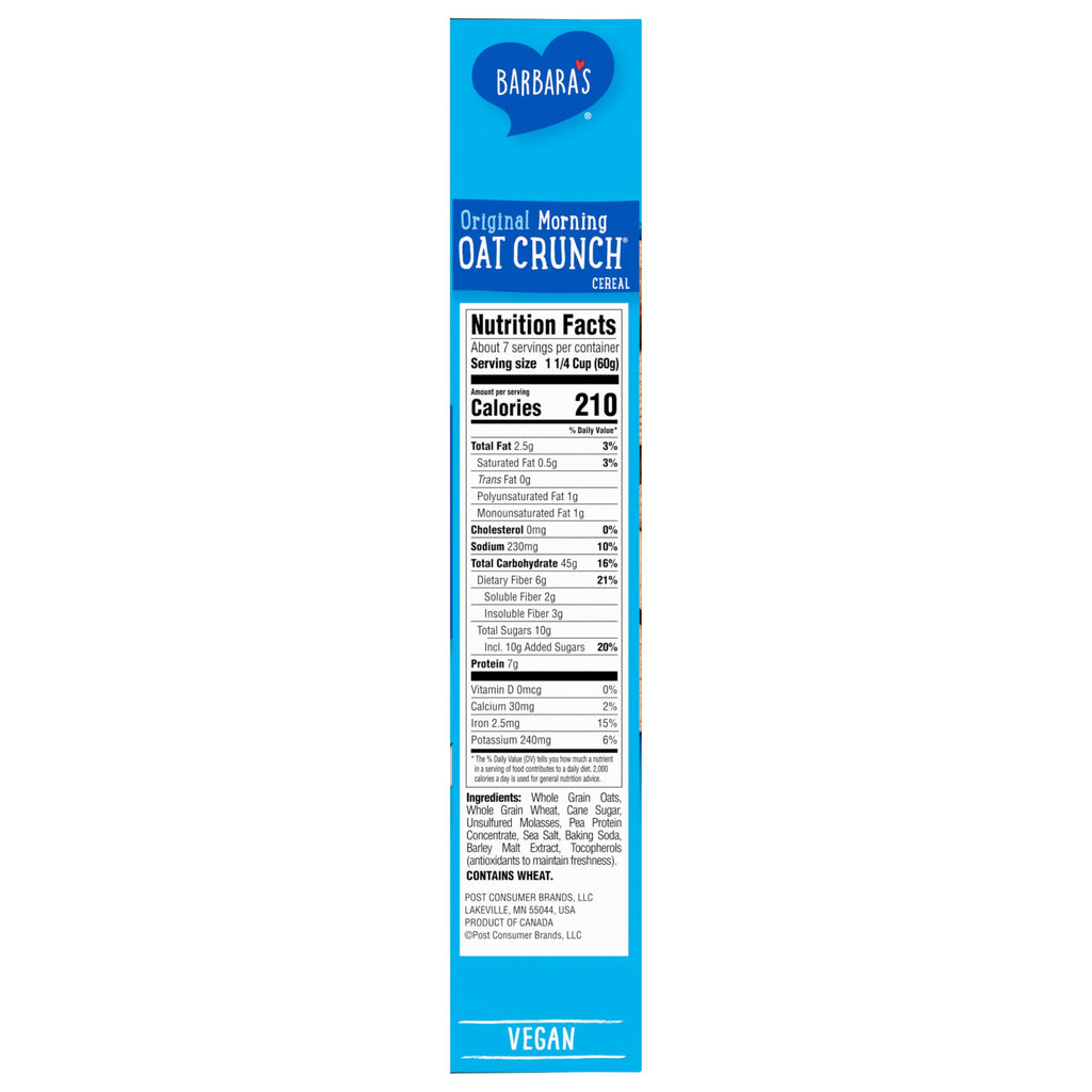 Barbara's Bakery, Non-Gmo Cereal, Morning Oat Crunch, 14 Oz (Packaging May Vary)