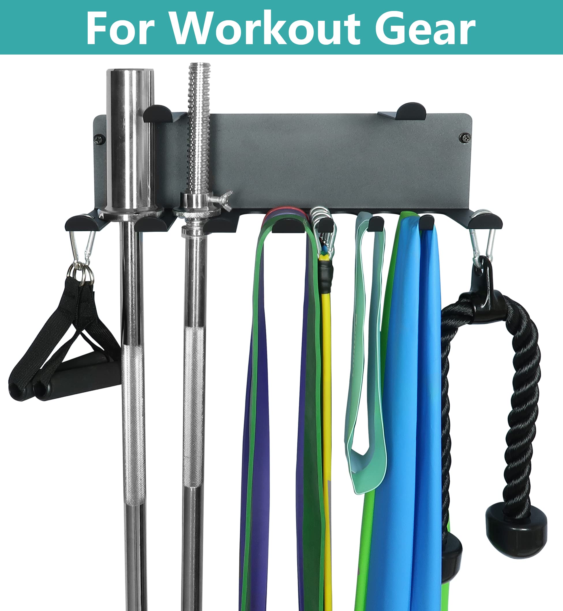 Multi-Purpose Gym Equipment Storage Rack Resistance Bands Storage Hanger Barbell Rack Heavy Duty Gym Rack for Exercise Bands, Lifting Belts and Jump Ropes