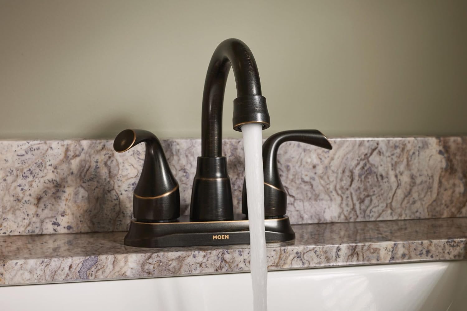 Moen Idora Mediterranean Bronze Two-Handle Centerset Bathroom Sink Faucet with Drain Assembly, 84115BRB