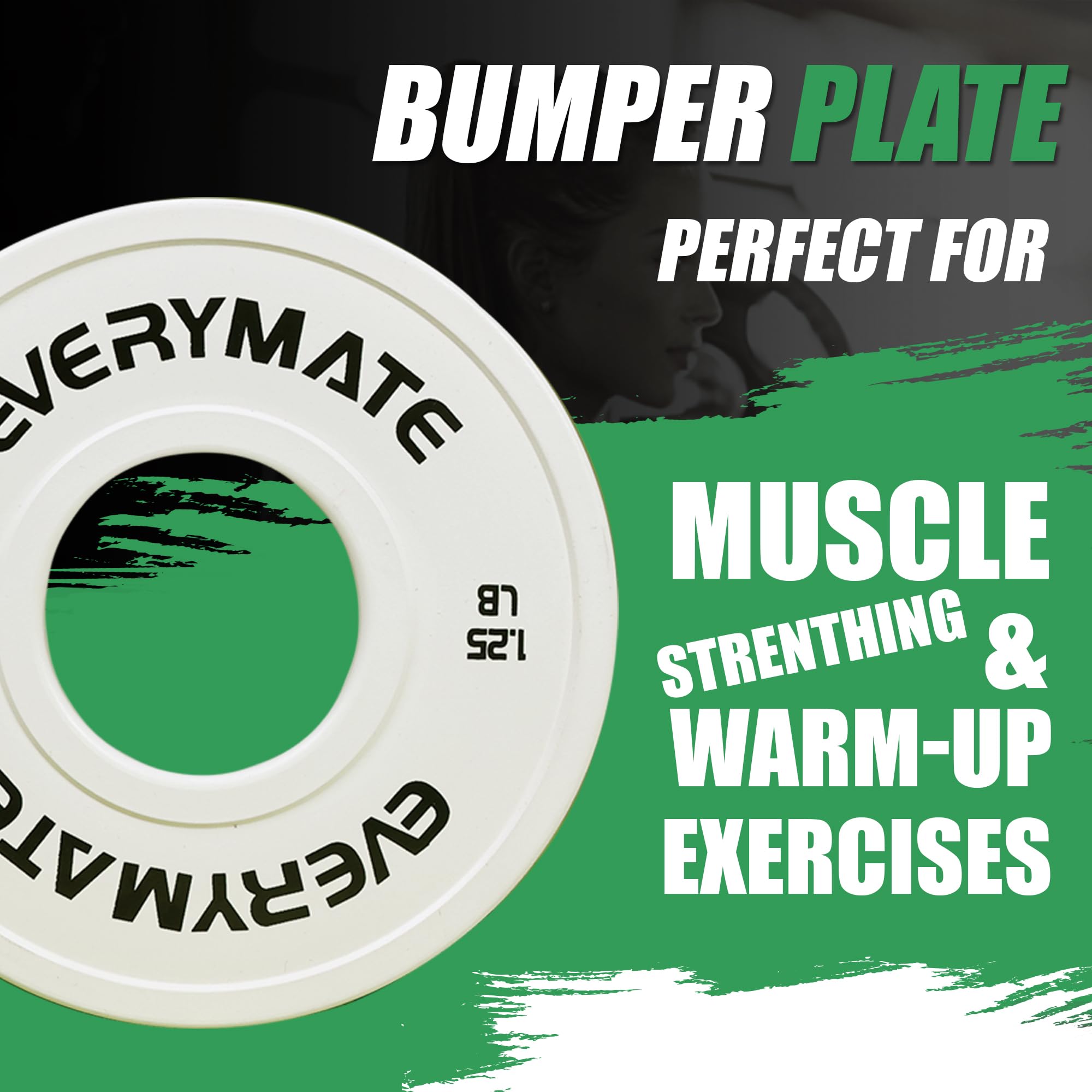 EVERYMATE Change Weight Plates 1.25LB 2.5LB 5LB Set Fractional Plate Olympic Bumper Plates for Cross Training Bumper Weight Plates Steel Insert Strength Training Weight Plates
