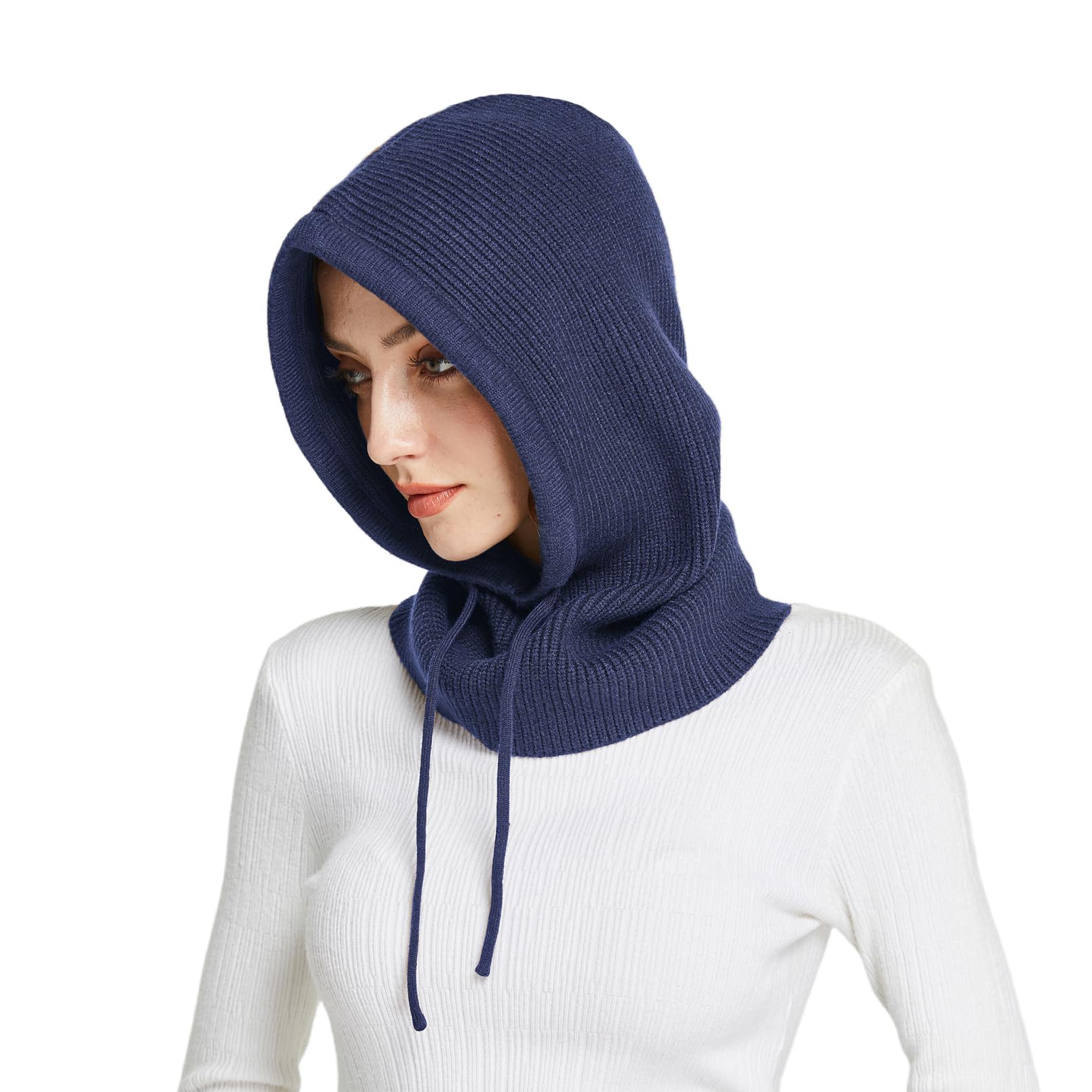 Facecozy Winter Hats for Women, Hooded Scarf Hat for Women Balaclava Knit Beanie Skull Cap Beanie Hat Men Neck Gaiters