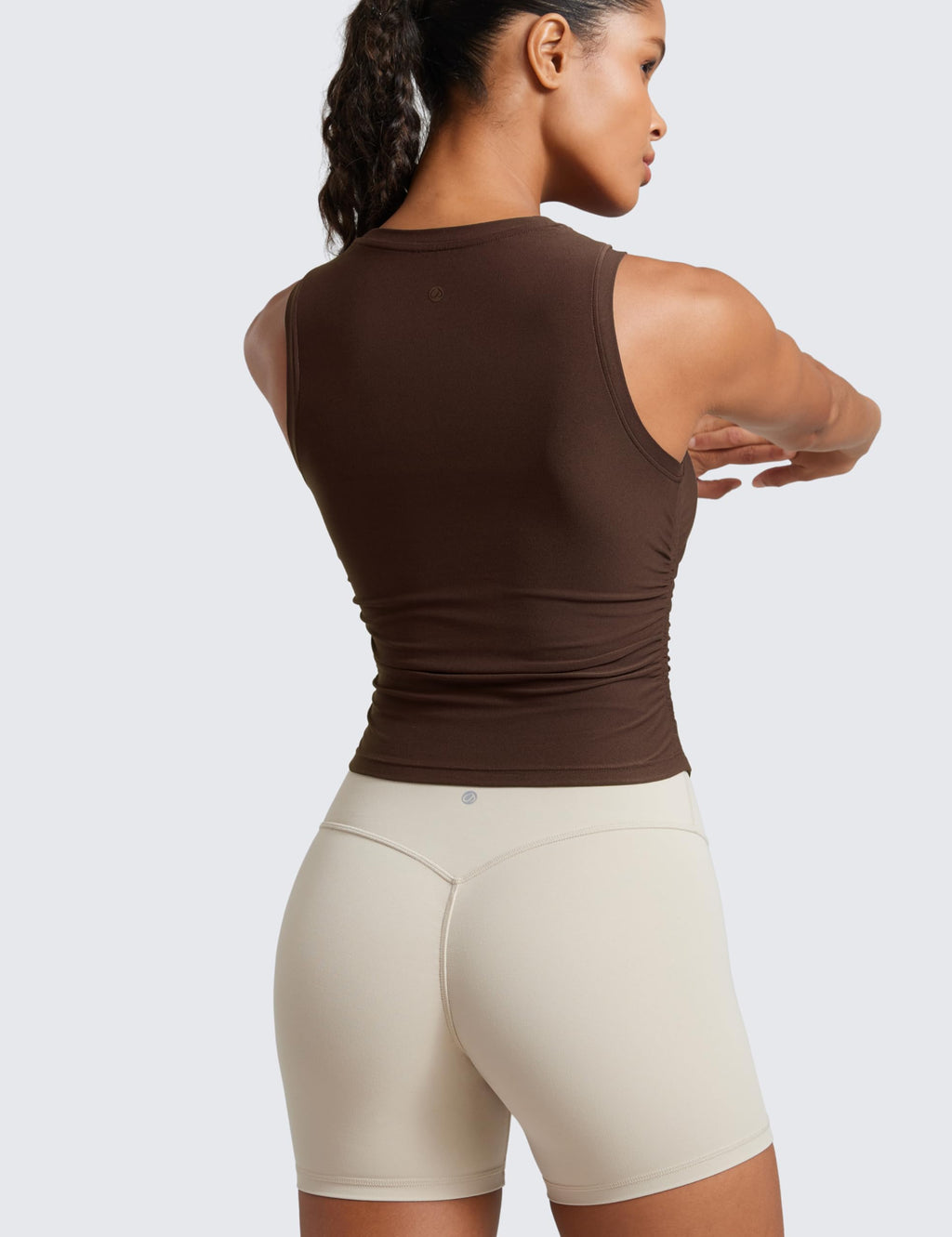 CRZ YOGA Cloudweight Womens Ruched Tank High Neck Workout Fitted Tops Basic Yoga Athletic Sleeveless Shirts