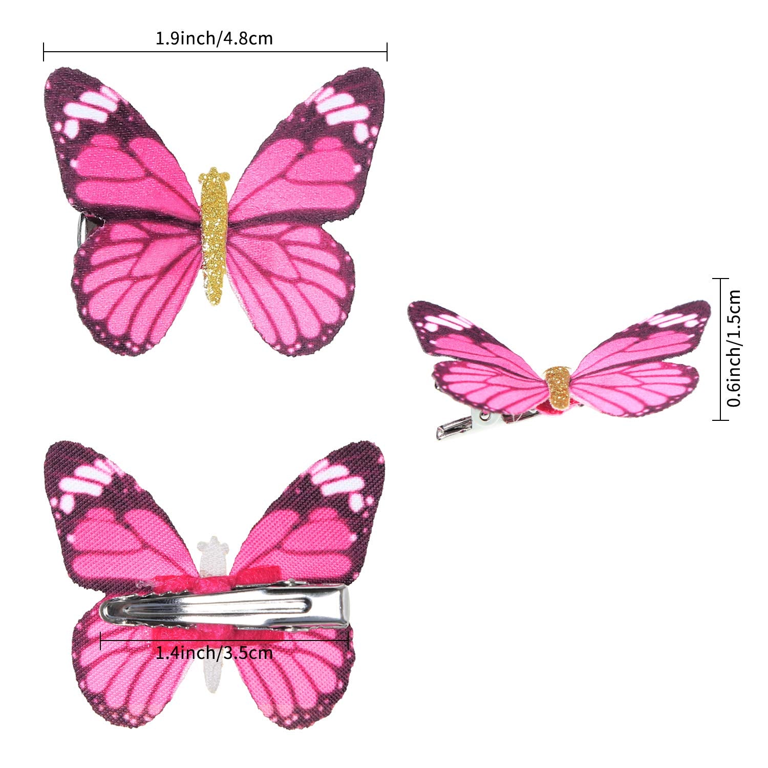 Boao 18 Pieces Glitter Butterfly Hair Clips for Girls Teens Women Hair Accessories (Bright Style)