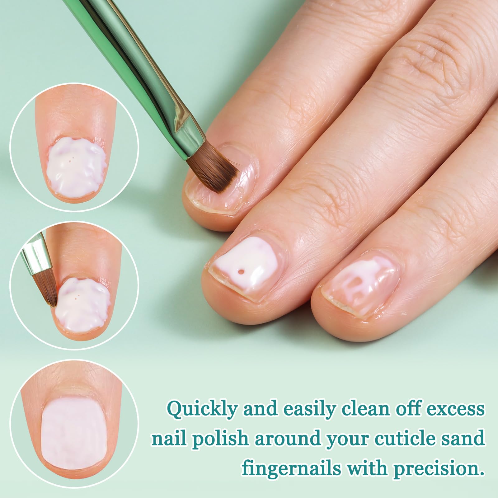 Nail Art Clean Up Brushes,Nail Brushes for Cleaning Polish Mistakes on the Cuticles, Acetone Resistant Nail Brush, Fingernail Cleaning Brushes for Nail Art and Designs (2 Pcs Round&Angled)