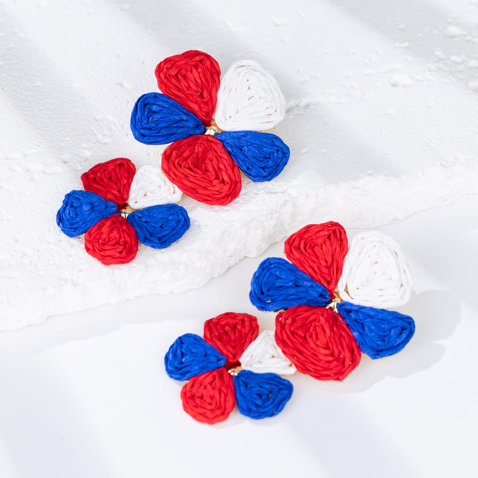 Boho Flower Earrings Statement Raffia Dangle Earrings Cute Floral Jewelry Trendy Summer Beach Vacation Outfits for Women