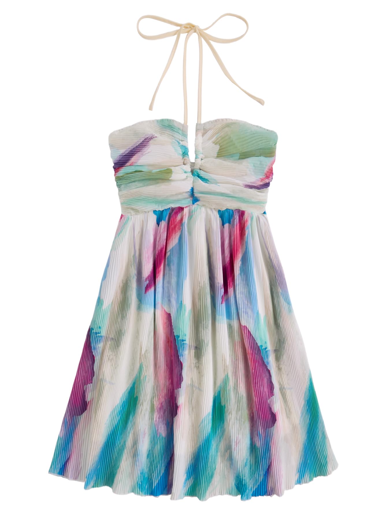 SOLY HUX Women's Tie Dye Cami Dress Halter Backless Sleeveless A Line Short Summer Dresses Sundress