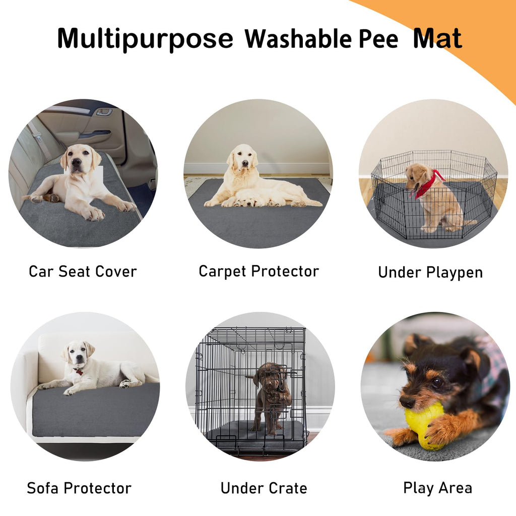 LOOBANI Washable Pee Pad for Dogs, 2 Packs Non-Slip Puppy Training Pads, Fast Absorbent Pet Whelping Pads, Puppy Playpen Mat for Incontinence, Housebreak, Crate, 31x36in, Gray