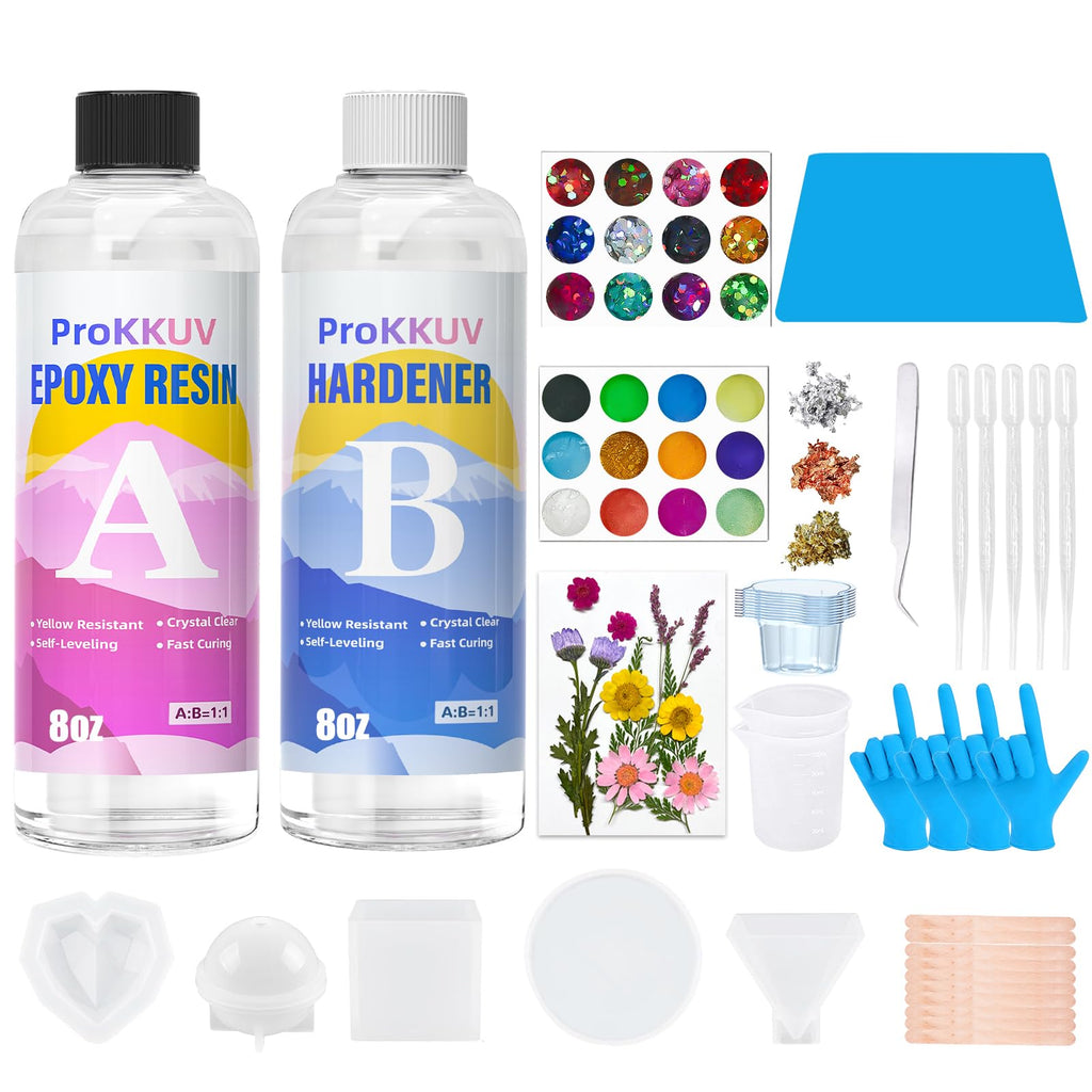 Epoxy Resin Kit, 1Gallon Kit Crystal Clear Resin Epoxy, Bubble Free, No Yellowing, UV Resistant, Food Safe with, Easy Mix 1:1 for DIY Crafts Jewelry Making