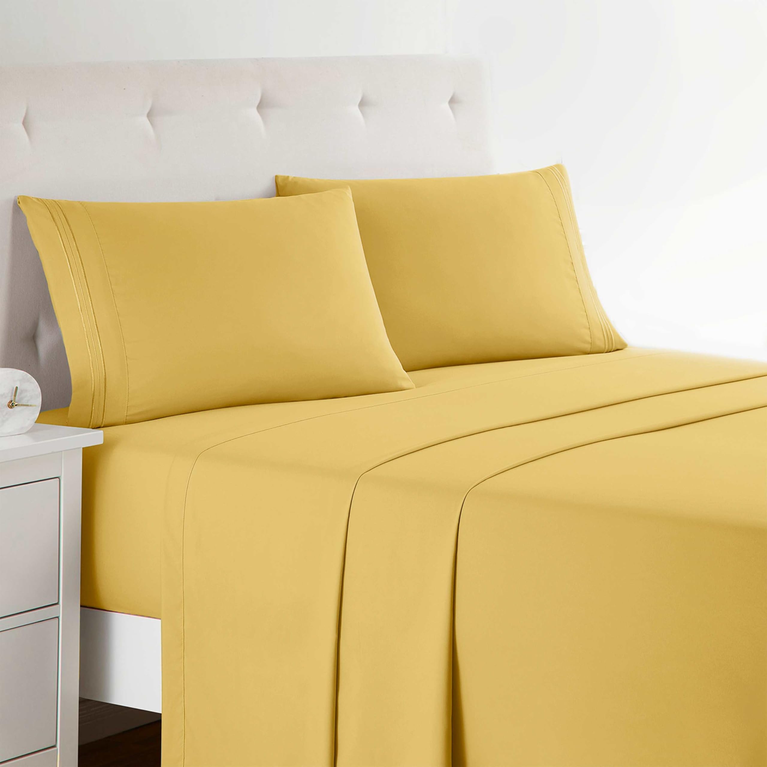 Clara Clark Bed Sheets, Premier 1800 Series 4 Piece Bed Sheet Set, Deep Pocket, Wrinkle, Fade, Stain Resistant, Luxury Soft Bedding Sheets & Pillowcases, Twin, Beach Blue