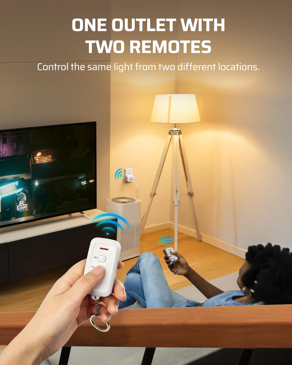 DEWENWILS Indoor Remote Control Outlet, Wireless Remote Light Switch, No Interference Remote Outlet Switch, No Wiring, 15A/1875W, 100ft RF Range, Compact Design, Programmable