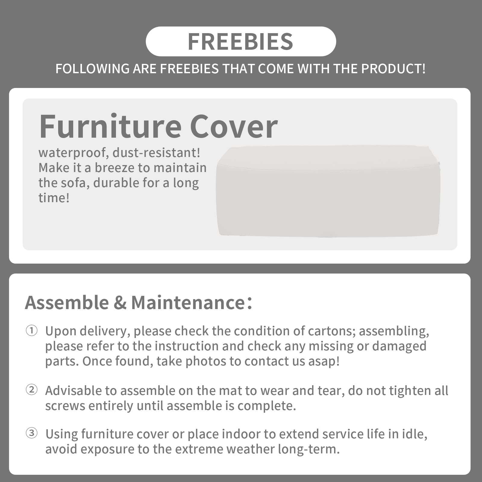 Rattaner Outdoor Furniture Outdoor Couch Patio Furniture 3-seat Sofa Deep Seat High Backrest with Waterproof Cover and Anti-Slip Cushions, Light Grey