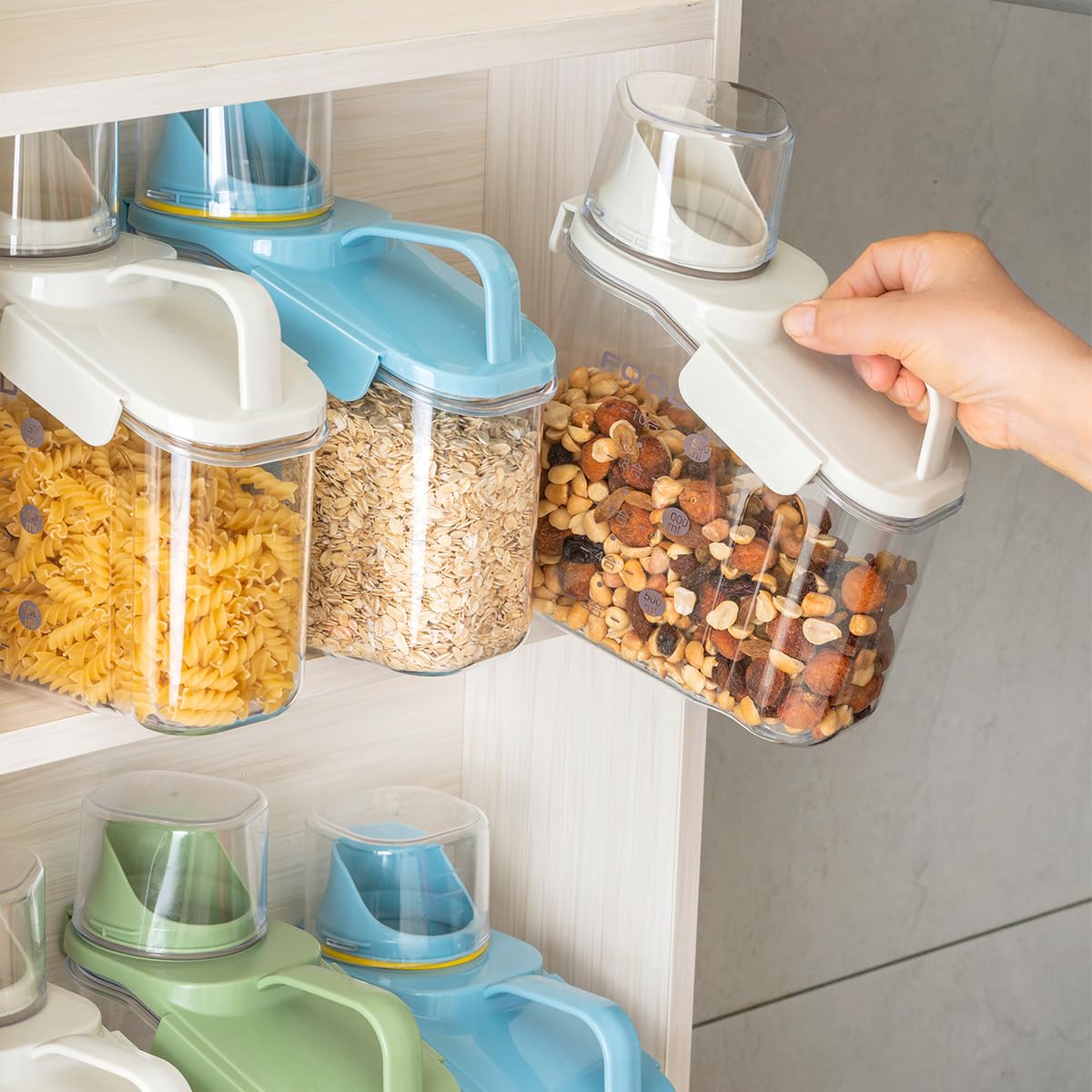 LANGMINGDE 1 Piece Cereal Containers Storage, 2.8L/95oz Airtight Large Dry Food Storage Containers with Pouring Spout Measuring Cup for Snacks Grain Rice,BPA Free Dispenser Plastic Bin, 1PC