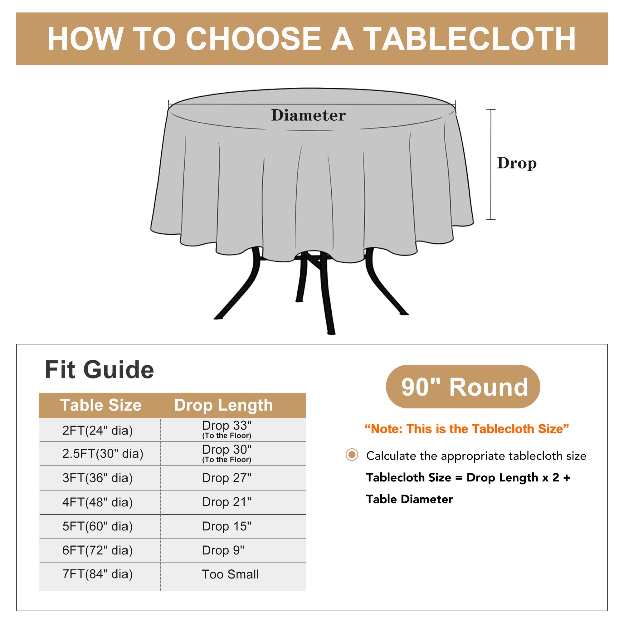 sancua Rectangle Tablecloths for 4ft Tables, 6 Pack - 60x84 Inch - Beige Washable Fabric Cloth Table Cloth for Wedding, Party, Birthday, Banquet, Reusable Polyester Table Covers