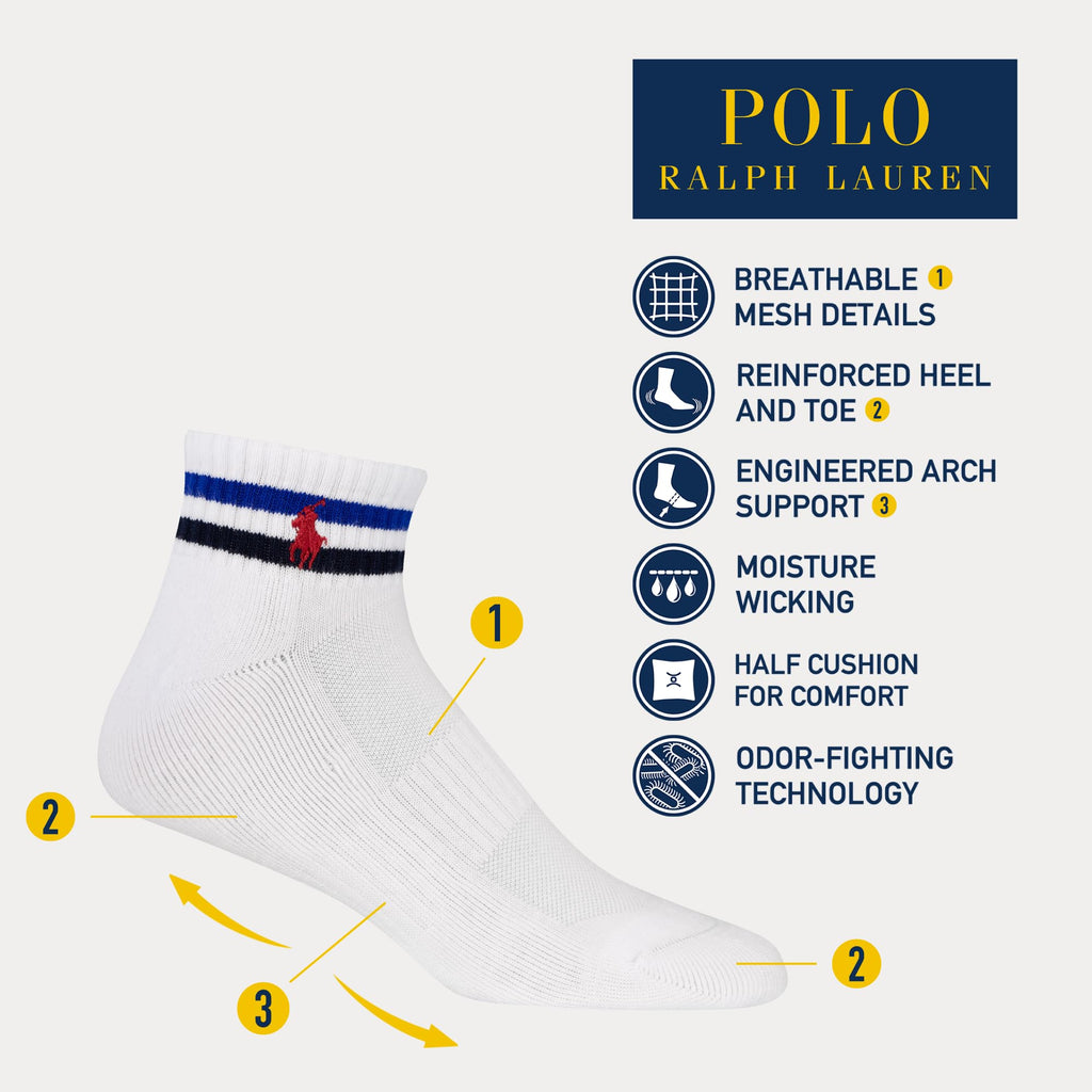 POLO RALPH LAUREN Men's Performance Cotton Quarter Socks