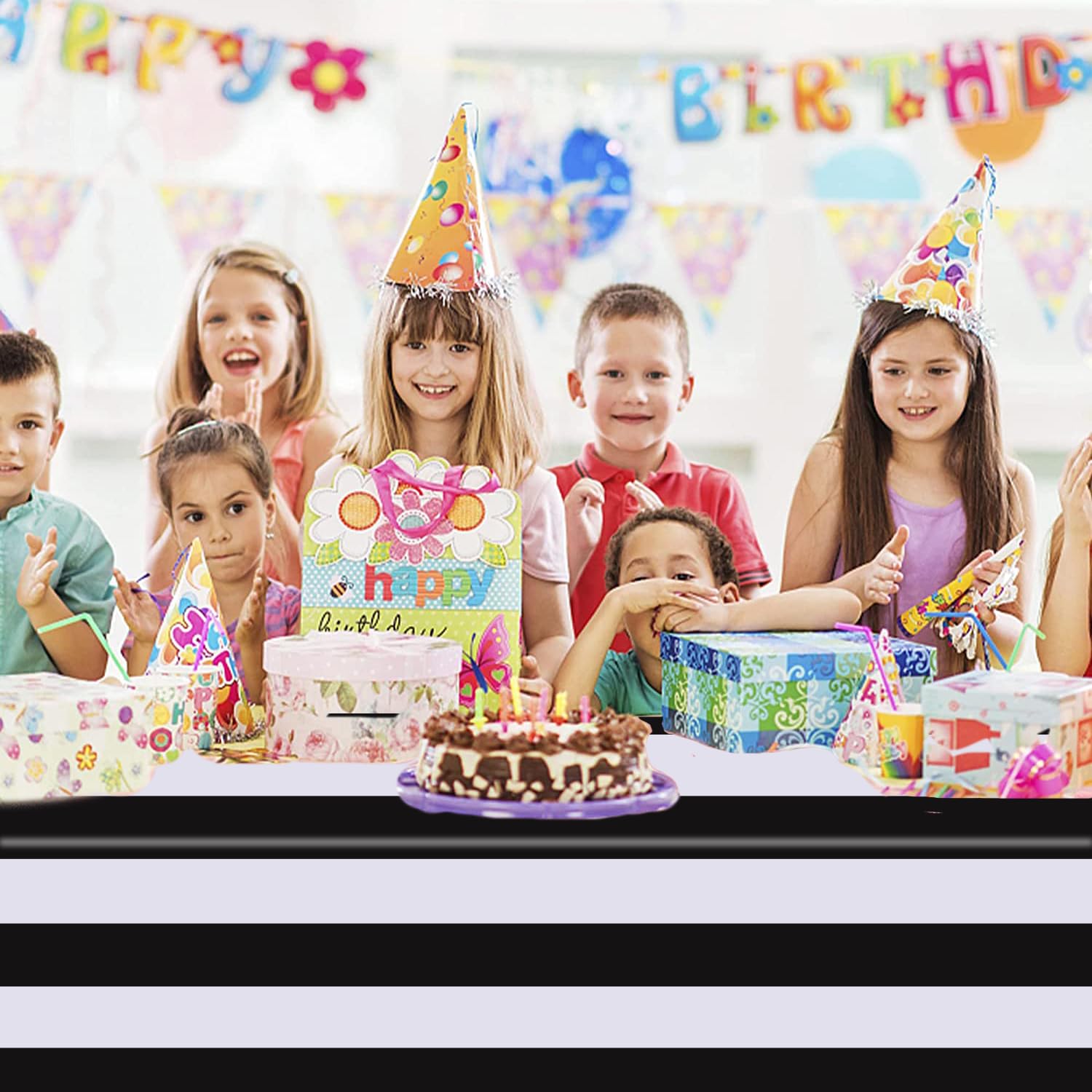 Kesfey 3 Packs Black and White Horizontal Striped Table Cloth 54 x 108 Inch Classic Black Stripe Tablecloths Disposable Plastic Stripe Table Covers Waterproof Picnic Tablecover for Halloween Party