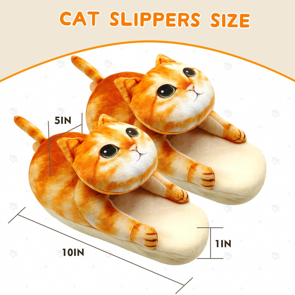 Funny Cat Slippers for Women,Fuzzy Animal Indoor House Shoes with Soft Memory Foam,Comfy Plush Warm Slip-on Slippers,Cat Gifts for Cat Lover