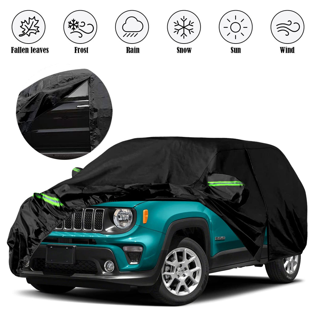 Waterproof Car Cover Replace for 1993-2010 Jeep Grand Cherokee, 6 Layers All Weather Car Cover with Zipper Door & Windproof Bands for Snow Rain Dust Protection