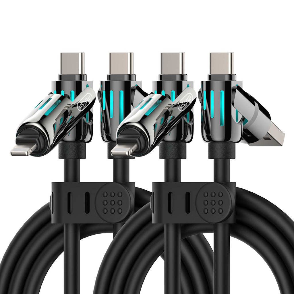 240W 4-in-1 Fast Charging Cable, Black, 3.3FT