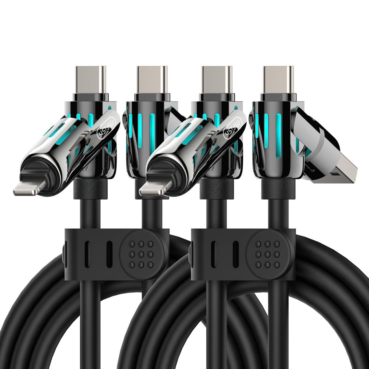 240W 4-in-1 Fast Charging Cable, Black, 3.3FT