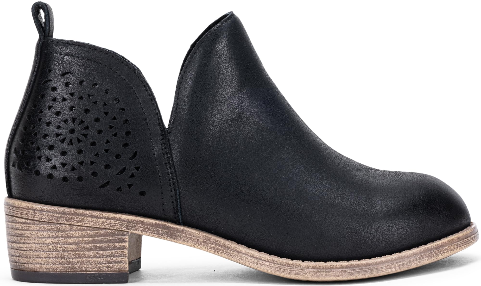 Vepose Women's Short Ankle Boots Low Heel, Western Cutout Perforated Booties