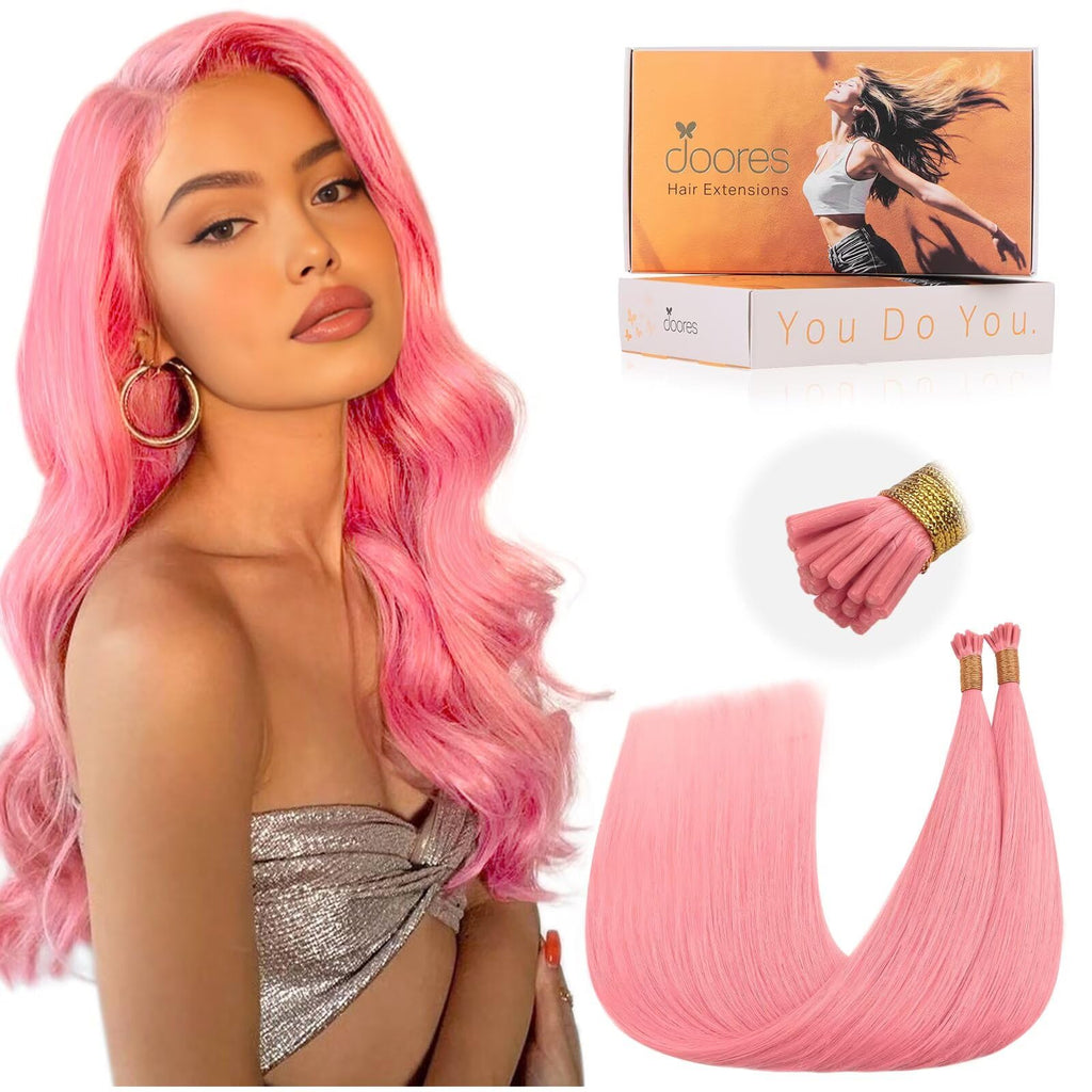 DOORES Blue Hair Extensions, 14 Inch 25g/25s Invisible Soft Micro Link Hair Extensions Silky Virgin