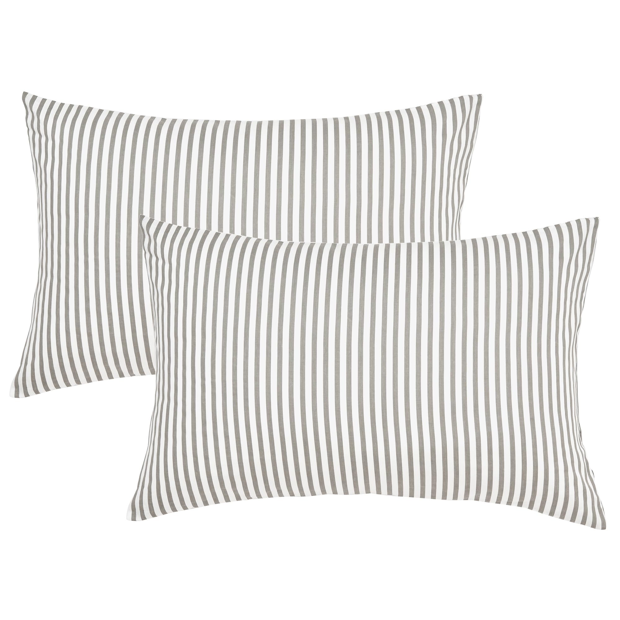 JELLYMONI Cotton Striped Pillowcases Set of 2, Sage Green, Standard | Soft breathable feel, Envelope closure, 400TC cotton, Machine washable, Gentle on skin