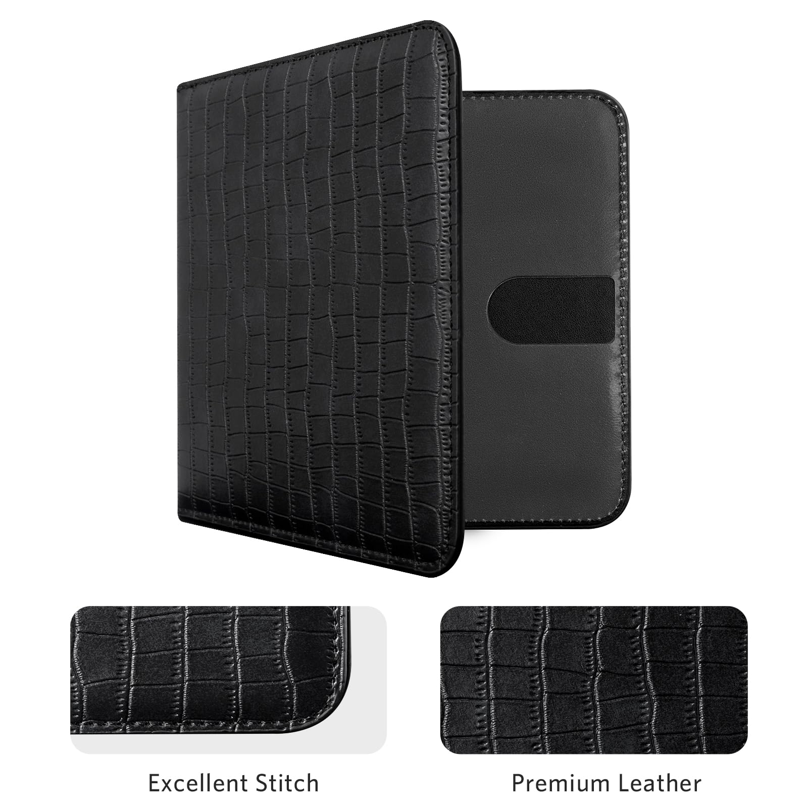 CoBak Car Registration and Insurance Holder - Men and Women Small Lightweight Vehicle Glove Box Car Organizer, Auto Truck Comparment Accessories Case for Essential Document, Driver License (Black)