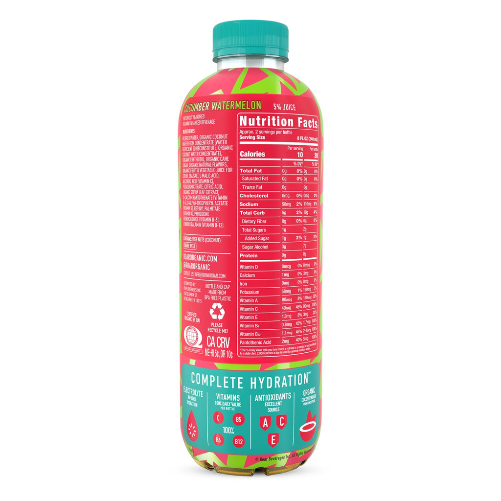 ROAR Complete Hydration Organic - Electrolyte Drinks Loaded with Vitamins C, B5, B12 - Non-GMO, Gluten-Free - Strawberry Lemonade - 12 pc