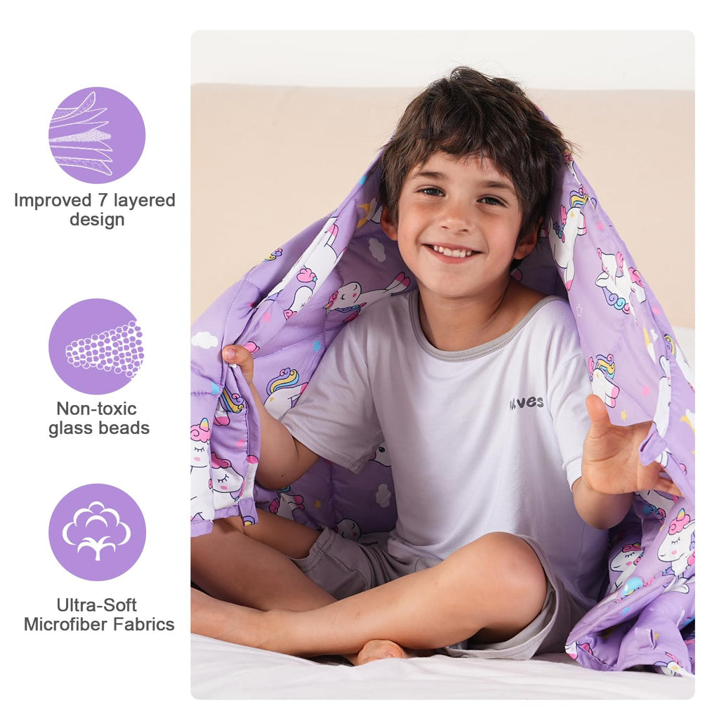 Mr. Sandman Weighted Blanket 3 Pounds Washable, Best for 20-40lb Breathable Cotton Heavy Blanket with Nontoxic Glass Beads - 36" x 48" Cute Cat