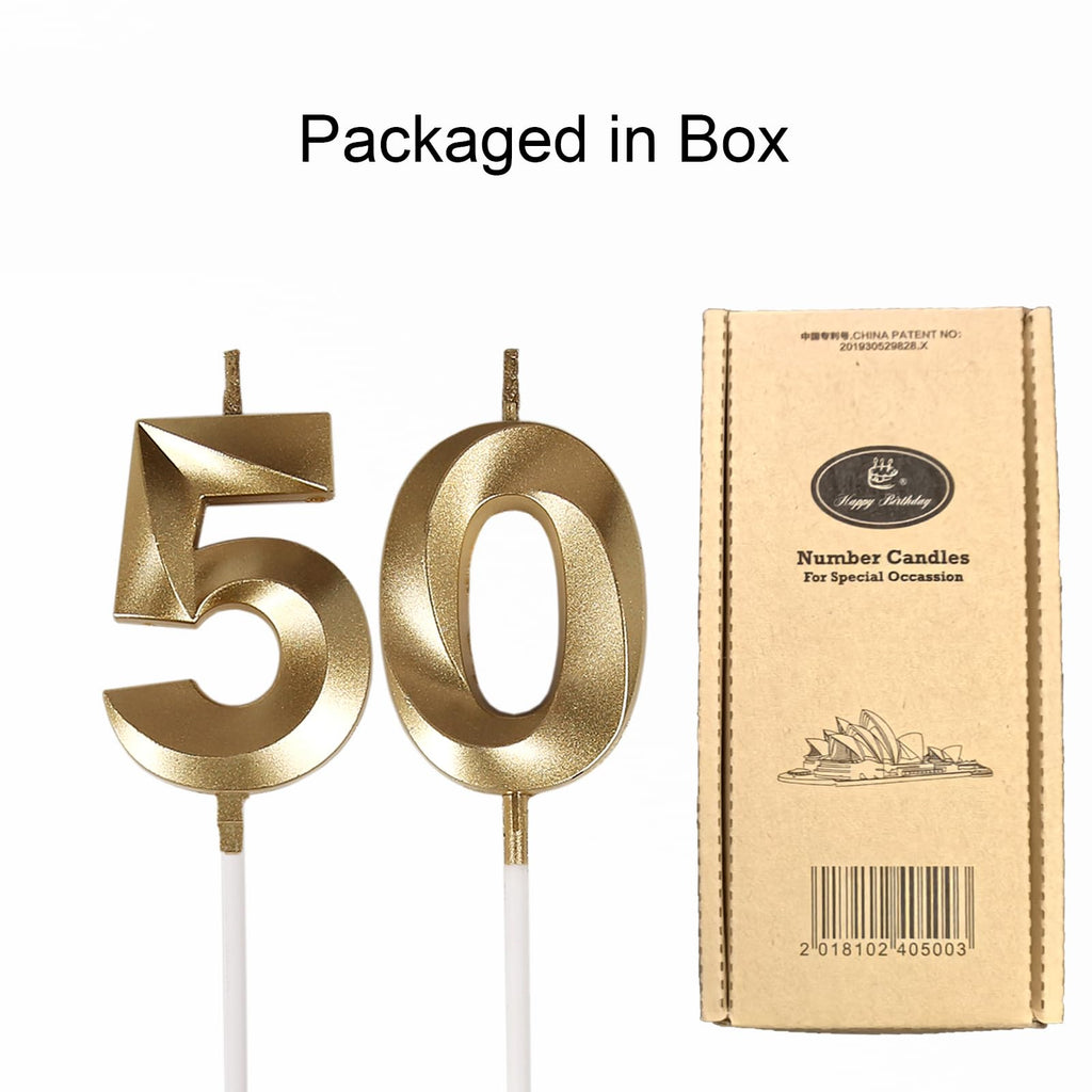 Bailym Black 50th Birthday Candles, Number 50 Cake Topper for Men Birthday Decorations Party Decoration