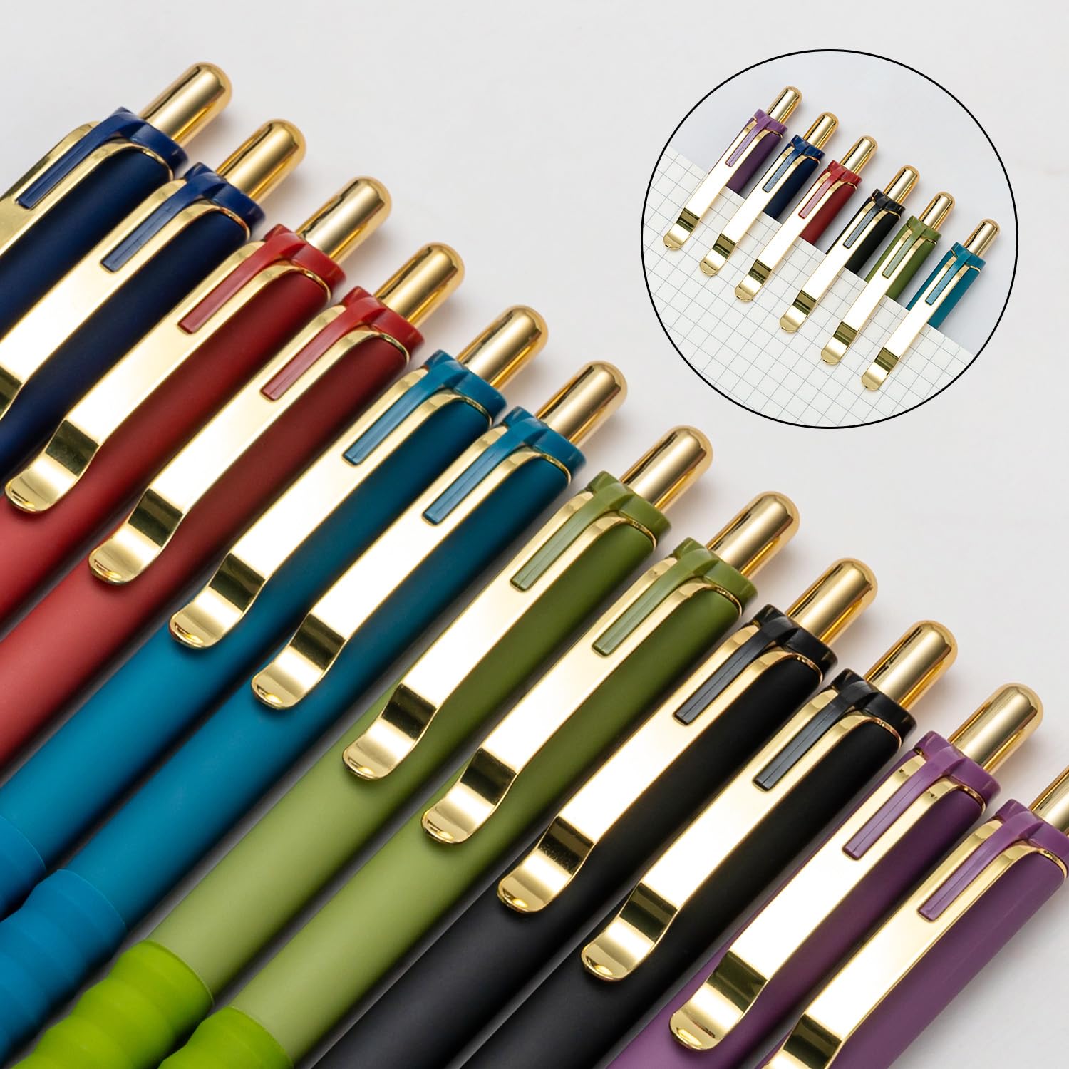 Linbsunne Ballpoint Pens Medium Point 1mm Pen with Super Soft Grip Ball Point Pen for Men Women Retractable Pens (Blue Ink+Black Ink+Red Ink)