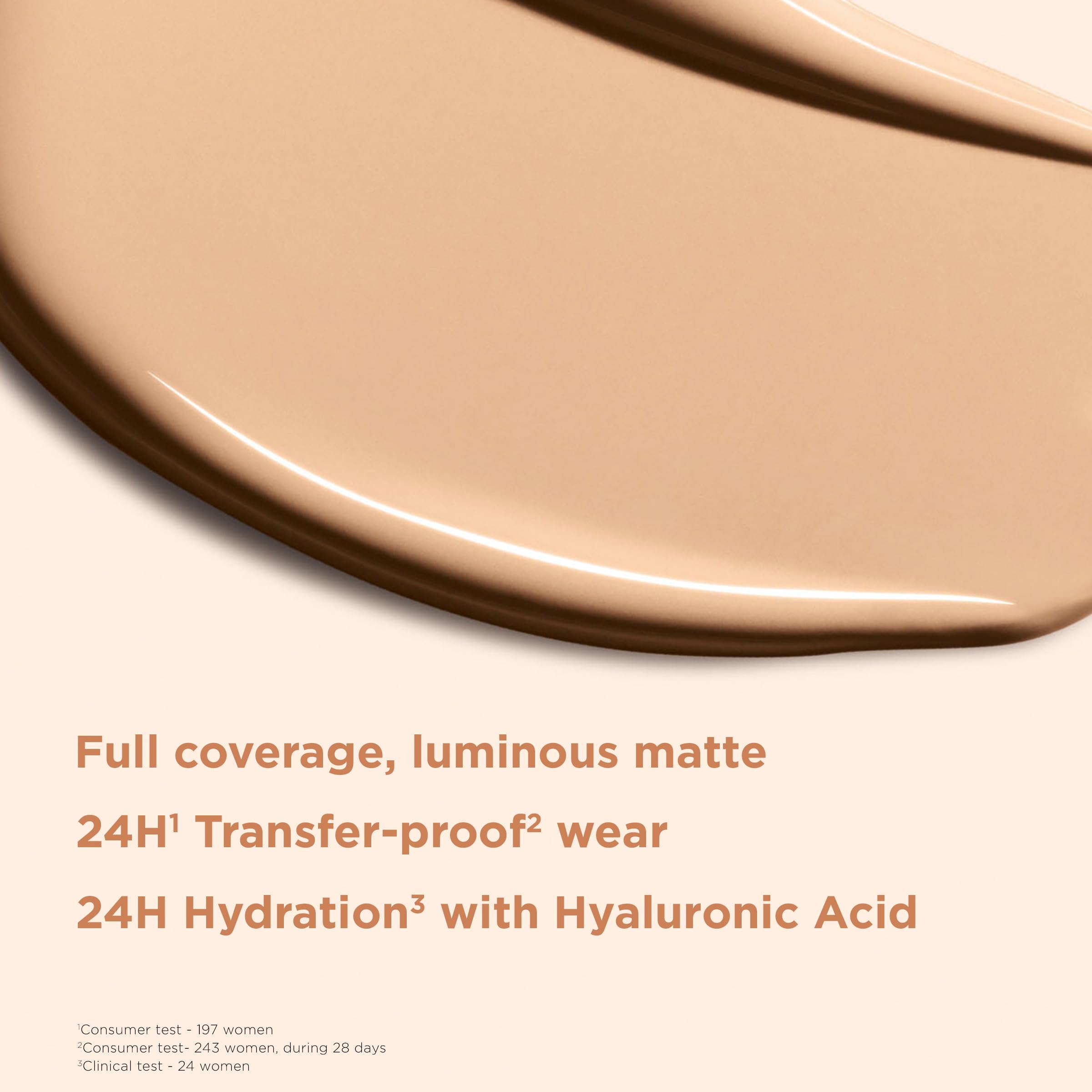 Clarins Skin Illusion Longwear Full Coverage Foundation|Luminous Matte Finish|24H Hold and 24H Hydration|Natural Looking|Transfer, Sweat and Smudge Proof| Contains Hyaluronic Acid|1 Fl Oz
