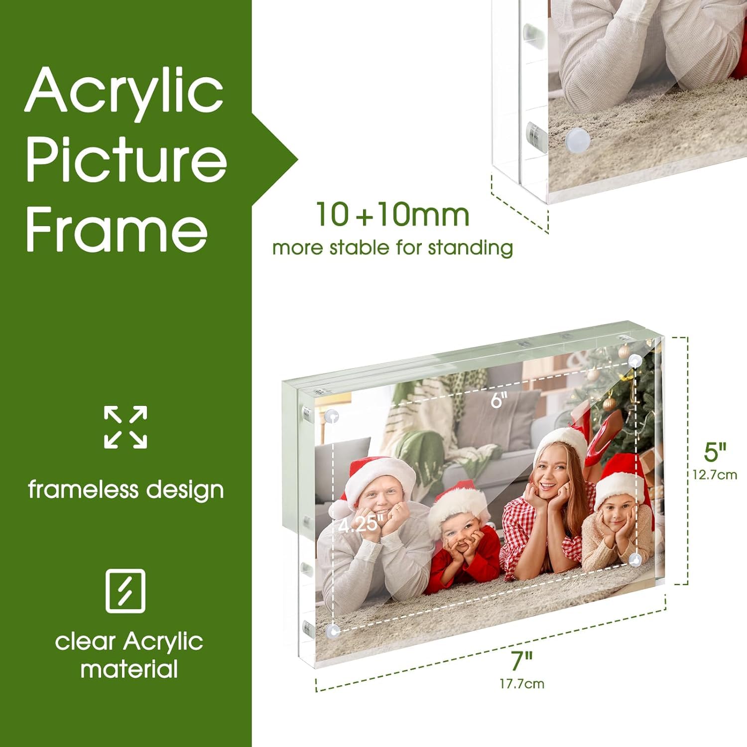 SYNTRIFIC 10 PACK Magnetic Picture Frame,8X10 Acrylic Frame Double Sided Picture Frame,20mm Thickness Magnetic Premium Acrylic Picture Frames Gifts Ideal