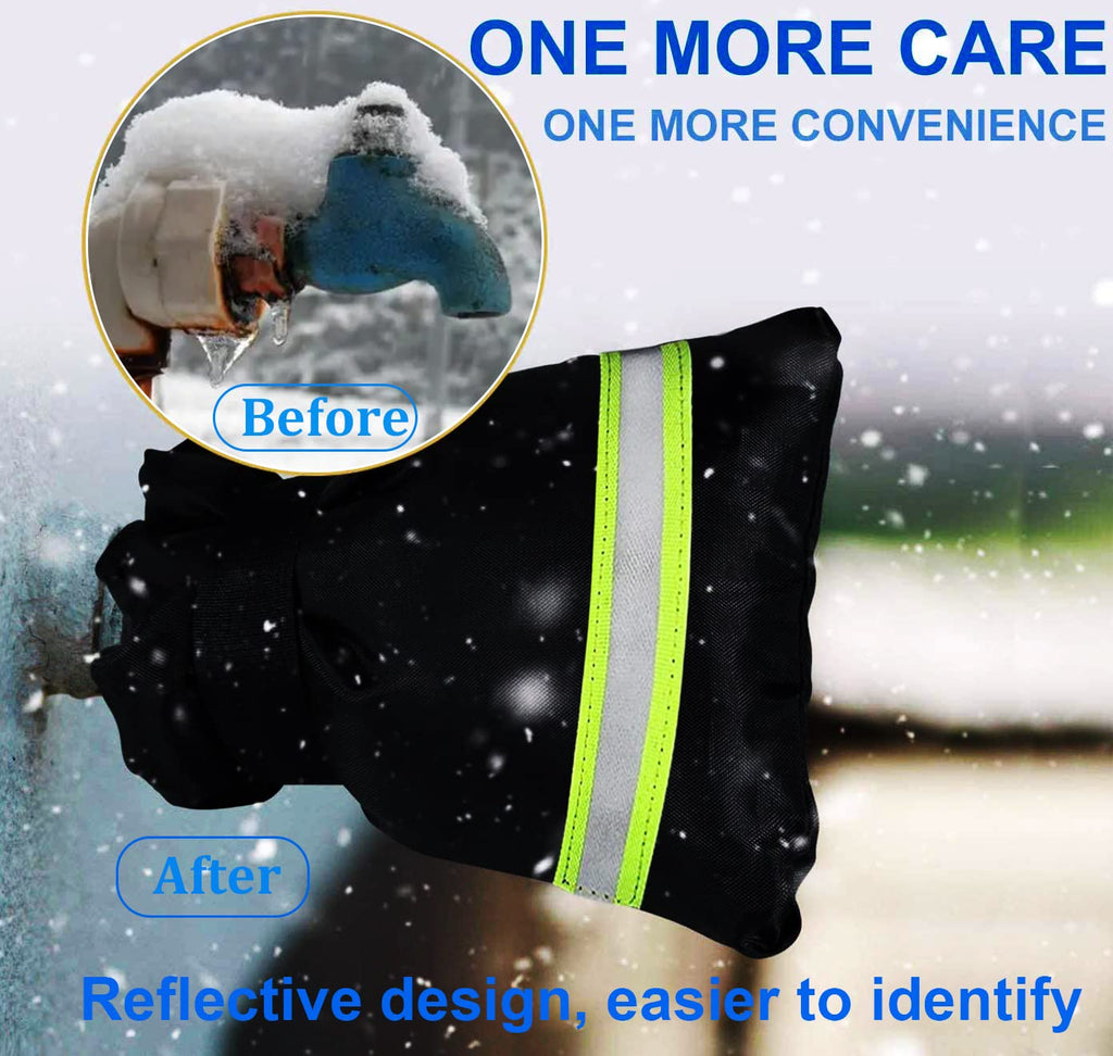 Outdoor Faucet Covers for Winter Freeze Protection, Upgraded Thicken 8.5" H x 6.1" W Outside Garden Faucet Socks for Winter Waterproof Reusable Hose Bibs Insulated Spigot Cover, 2 Pack Black
