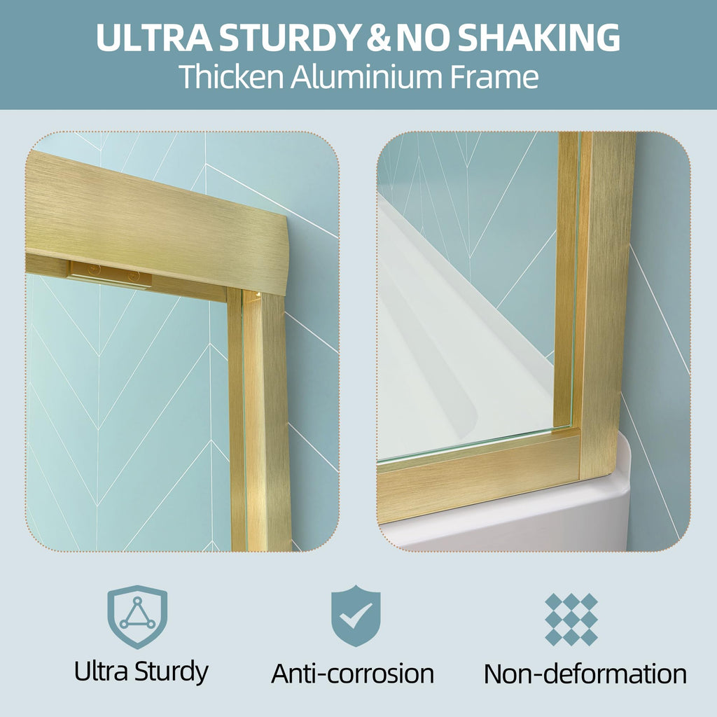 GETPRO Shower Door Sliding 44-48 in. W x 72 in. H Semi-Frameless Bypasss Double Sliding Doors for Shower,1/4 inch Clear Tempered Walk-in Shower Glass Door Brushed Nickel