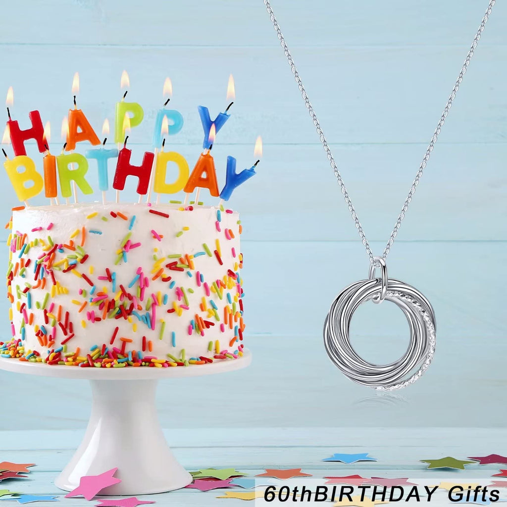 IEFLIFE Birthday Gifts for Women, Sterling Silver Chain Birthday Necklaces, 40th 50th 60th 70th 80th 90th Birthday Necklace, 40 50 60 70 80 90 Years Old Birthday Gifts, 4 5 6 7 8 9 Decade Birthday Jewelry for Women