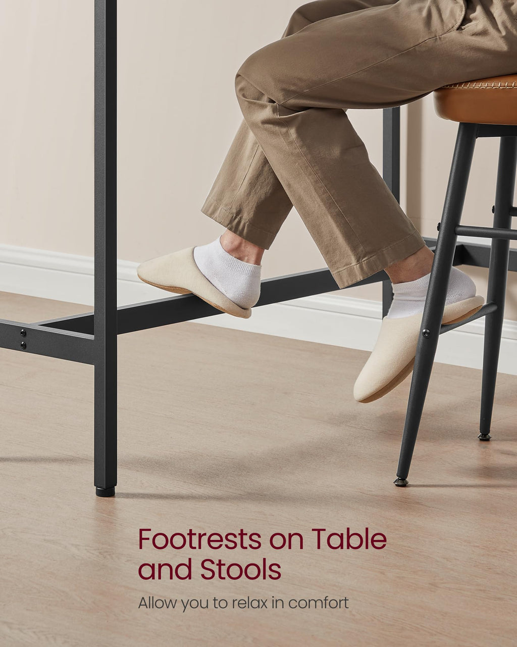 VASAGLE Bar Table, Kitchen Dining Table, High Top Pub Table, Bar Height Cocktail Table for Living Room Party, Sturdy Metal, 15.7 x 39.4 x 35.4 Inches for Narrow Spaces, Ebony Black and Ink Black