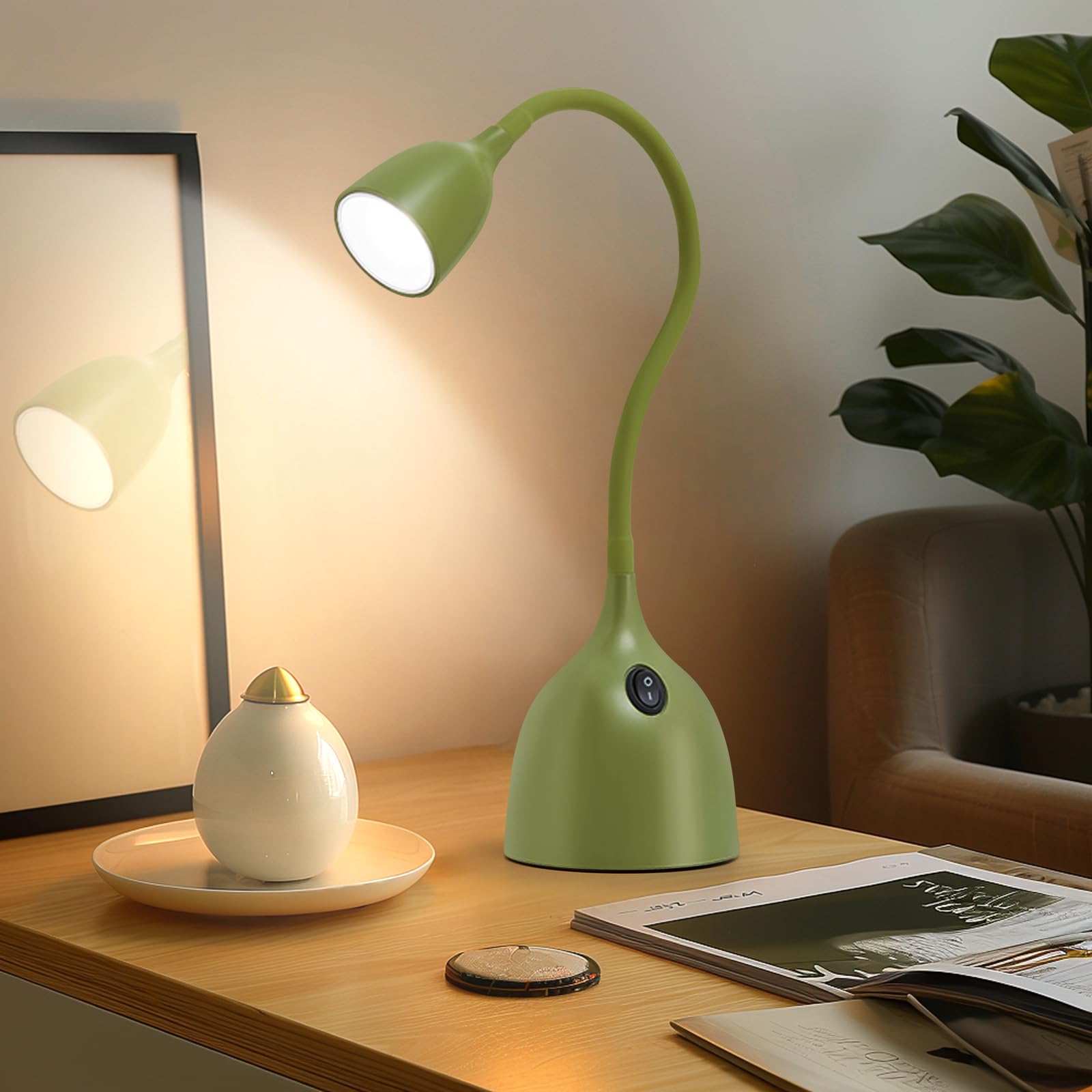 EJIAXIN Gooseneck Desk Lamp 360° LED Flexible Reading Light Small Desk Lamps for Small Spaces Home Office Bedroom College Dorm Desk Bookshelf Nightstand Table Lamp (Purple)