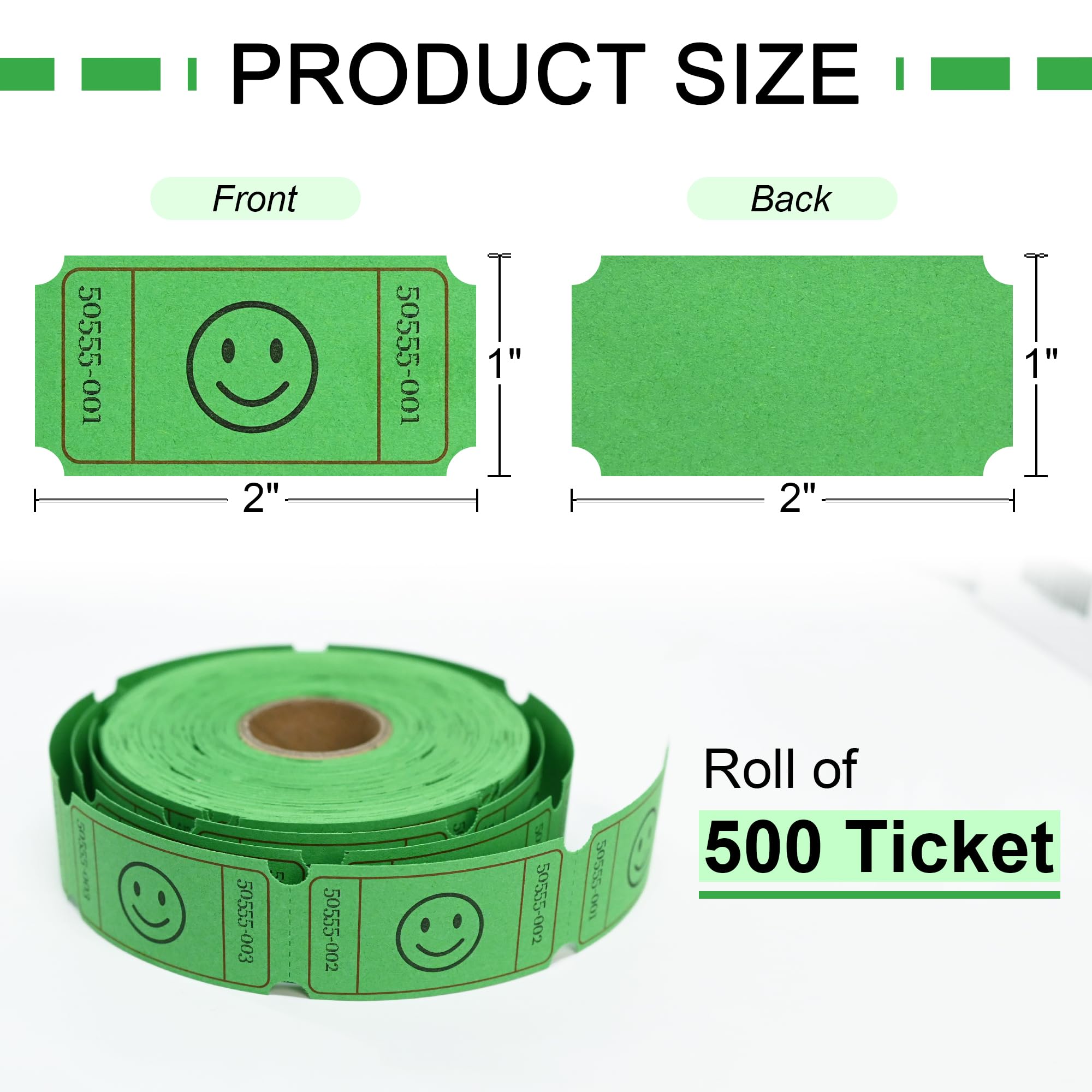 L LIKED 500 Raffle Tickets, Smile,Bule(6 Color Selection), Single Roll, Ticket for Events, Entry, Class Reward, Raffle & Prizes