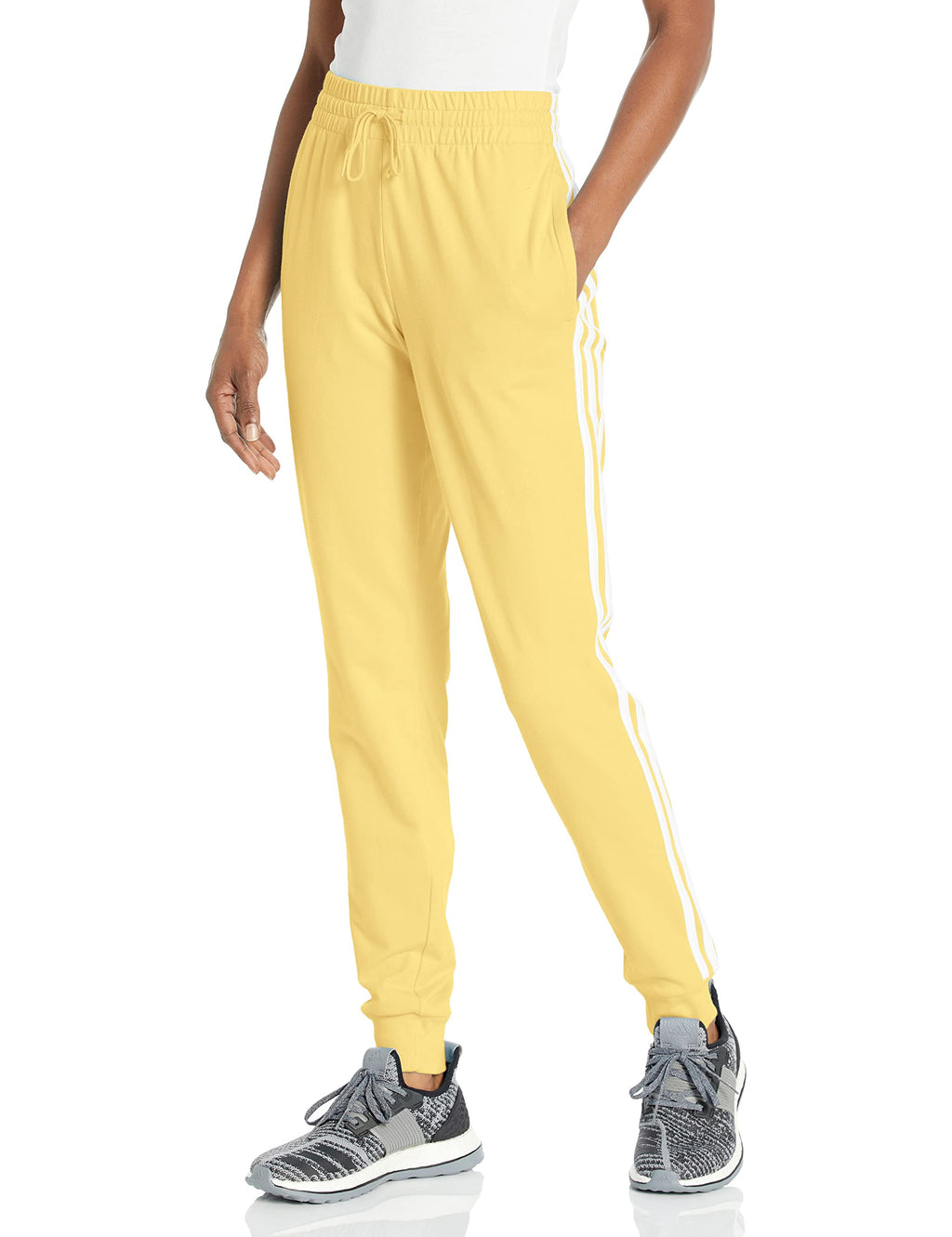 adidas Womens 3-Stripes Drawstring Sweatpants Training Casual - Black