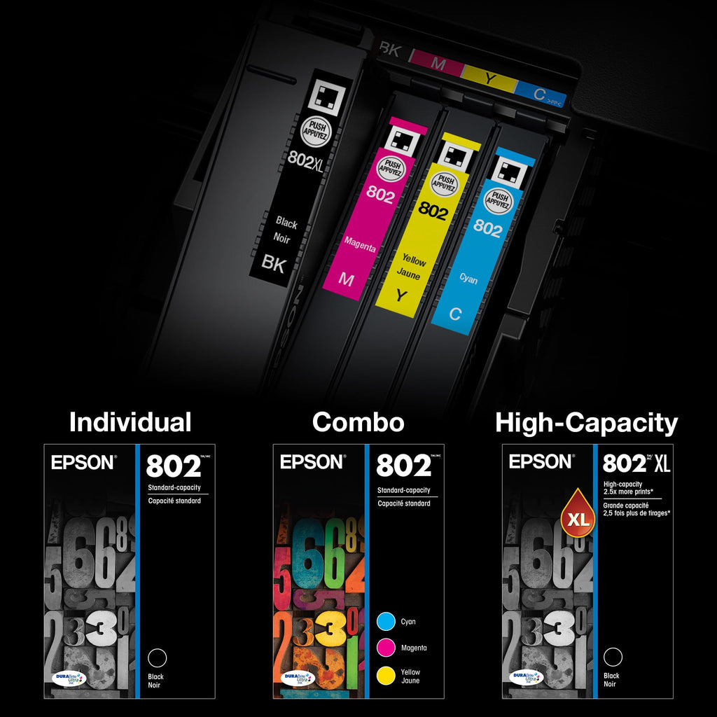 EPSON 802 DURABrite Ultra Ink High Capacity Black Cartridge (T802XL120-S) Works with WorkForce Pro WF-4720, 4730, 4734, 4740