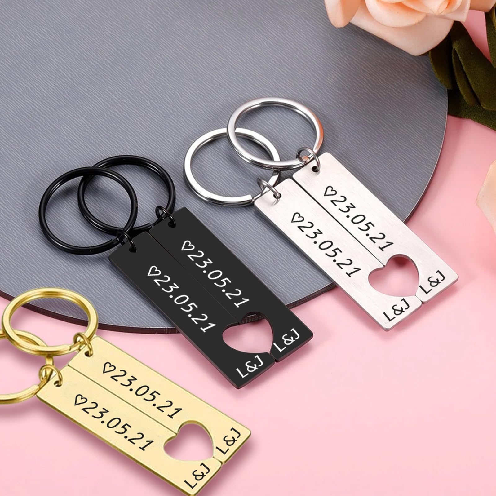 Customized Double-sided Keychain Stainless Steel Personalized Engraved Text Name Keychain Gifts for Men and Women